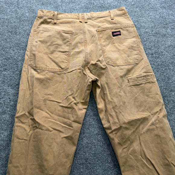Dickies Work Pants Men's Size 34x30 Khaki Canvas Straight Leg Utility Pockets - Picture 5 of 14